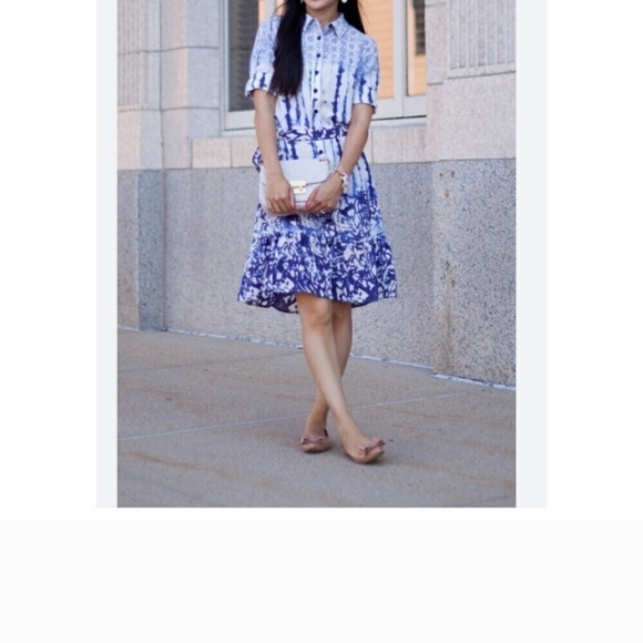 Peter Som Design Nation Blue White Tie Dye Shirt Dress. Size 8 - Picture 5 of 14